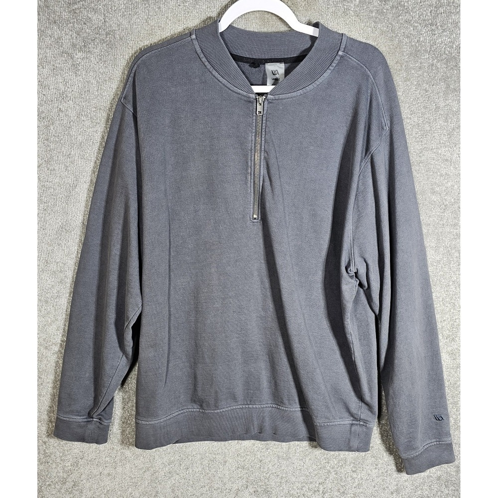 VRST Washed Terry 1/2 Zip Bomber Sweatshirt Mens Size Large Gray‎ Long Sleeve